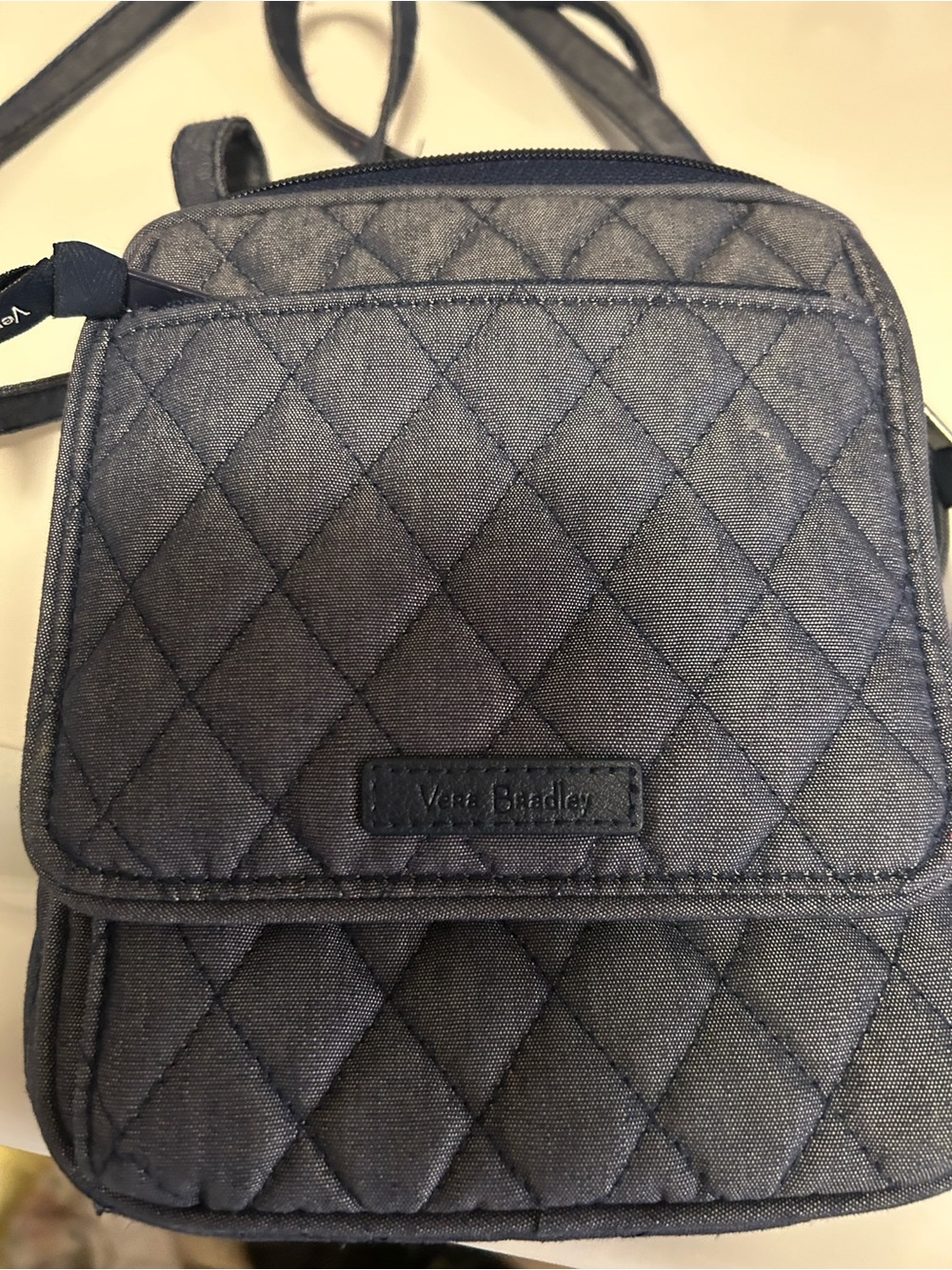 Vera Bradley Quilted Crossbody Messenger Bag in Navy Blue